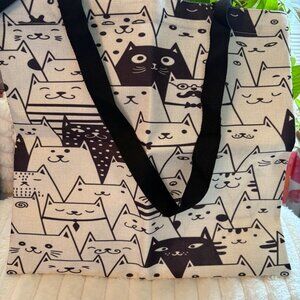 Cats Cotton and Hemp Cute B&W Dapper Cat Group Tote Shoulder Reusable Bag